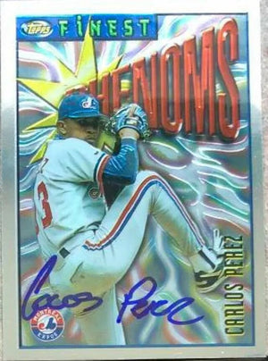 Carlos Perez Signed 1996 Topps Finest Baseball Card - Montreal Expos