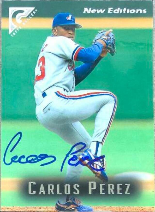 Carlos Perez Signed 1996 Topps Gallery Baseball Card - Montreal Expos - PastPros