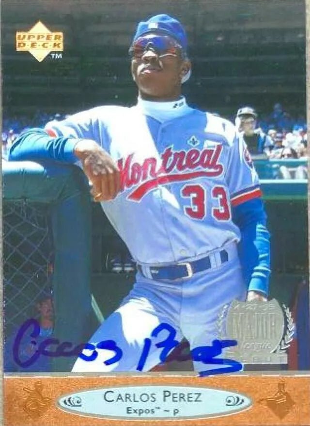 Carlos Perez Signed 1996 Upper Deck Baseball Card - Montreal Expos