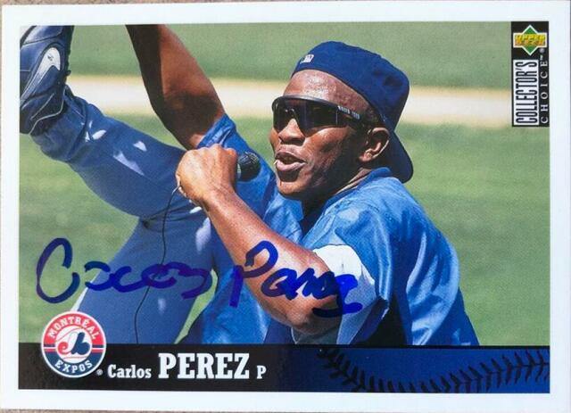 Carlos Perez Signed 1997 Collector's Choice Baseball Card - Montreal Expos - PastPros