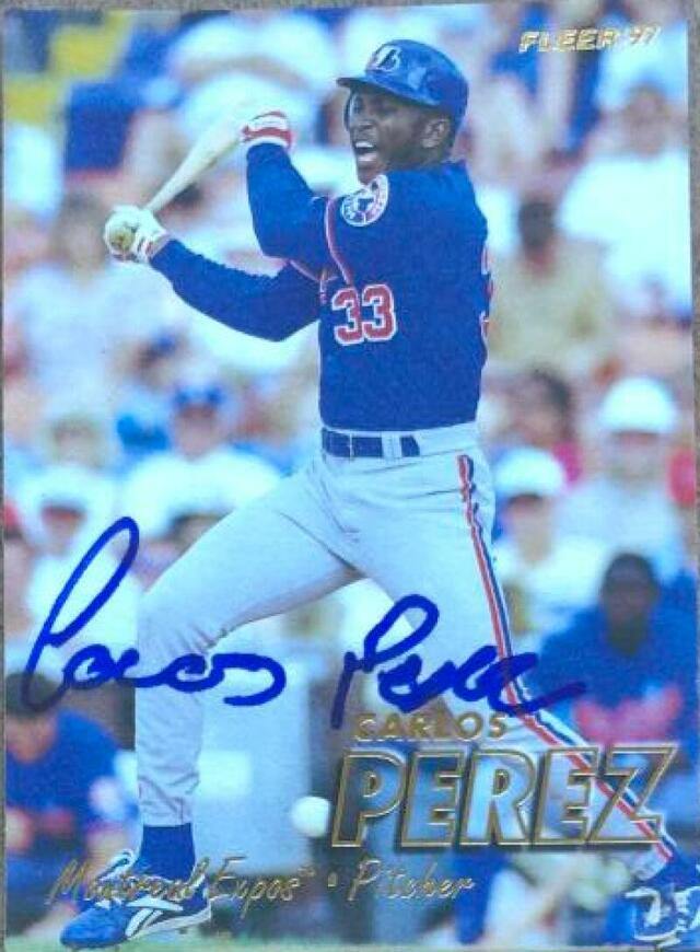 Carlos Perez Signed 1997 Fleer Baseball Card - Montreal Expos - PastPros