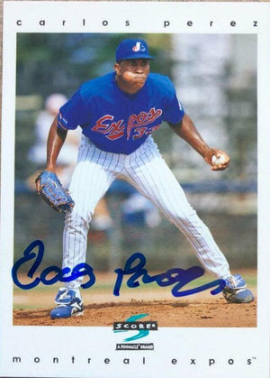 Carlos Perez Signed 1997 Score Baseball Card - Montreal Expos - PastPros