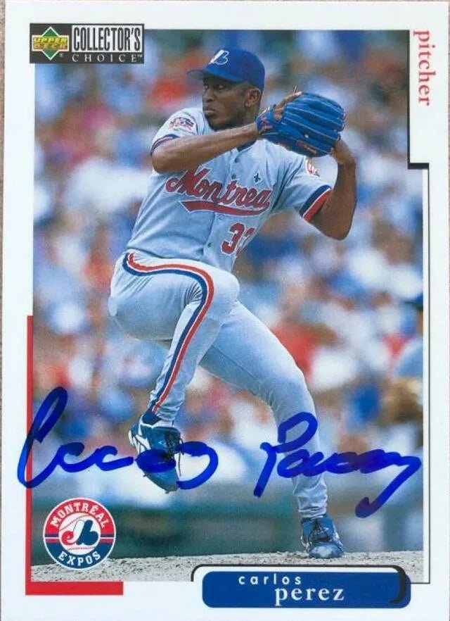 Carlos Perez Signed 1998 Collector's Choice Baseball Card - Montreal Expos