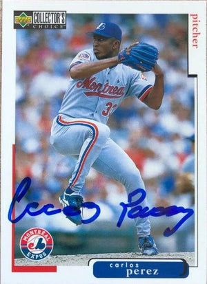 Carlos Perez Signed 1998 Collector's Choice Baseball Card - Montreal Expos