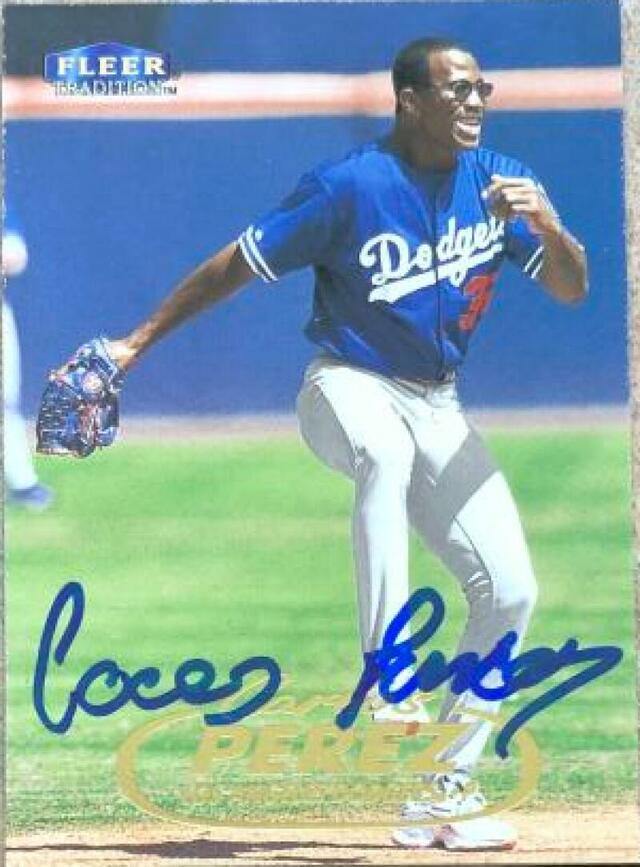 Carlos Perez Signed 1998 Fleer Tradition Baseball Card - Los Angeles Dodgers - PastPros