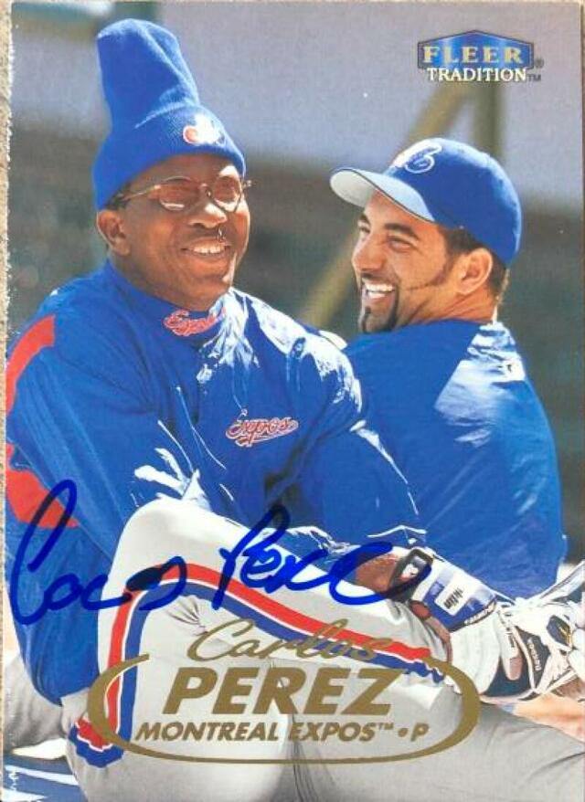 Carlos Perez Signed 1998 Fleer Tradition Baseball Card - Montreal Expos - PastPros