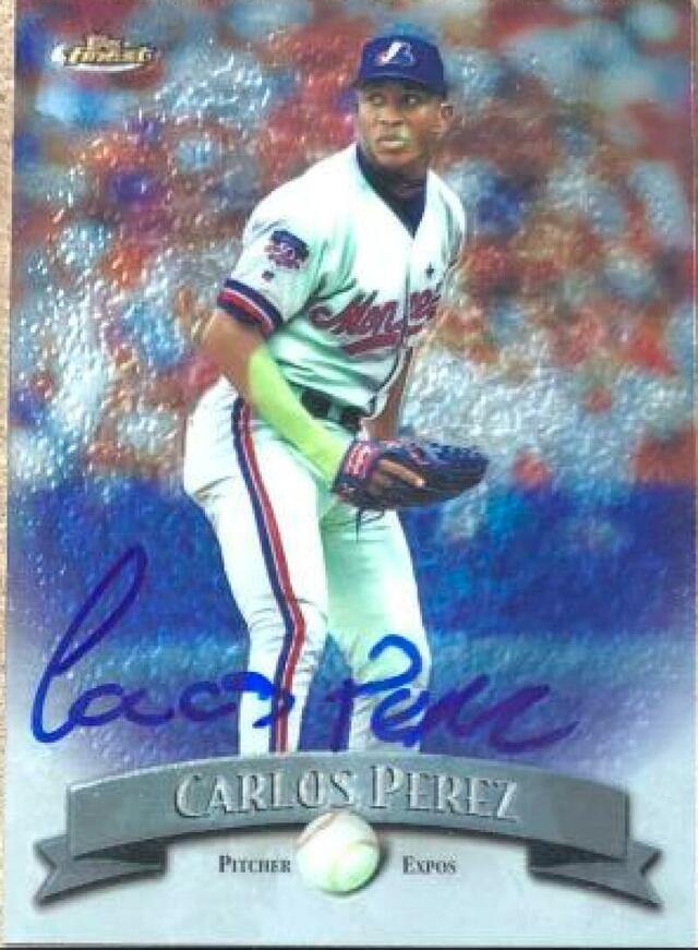 Carlos Perez Signed 1998 Topps Finest Baseball Card - Montreal Expos - PastPros