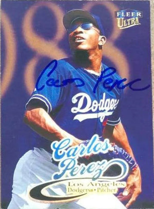 Carlos Perez Signed 1999 Fleer Ultra Baseball Card - Los Angeles Dodgers