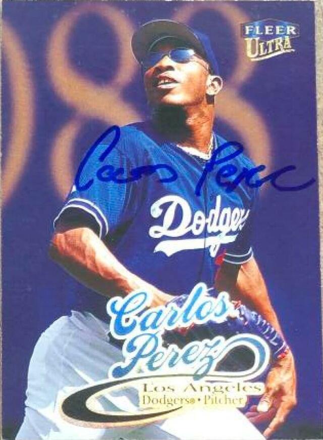 Carlos Perez Signed 1999 Fleer Ultra Baseball Card - Los Angeles Dodgers - PastPros