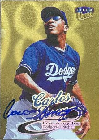 Carlos Perez Signed 1999 Fleer Ultra Gold Medallion Baseball Card - Los Angeles Dodgers - PastPros