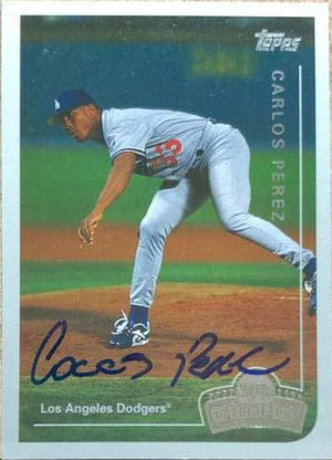 Carlos Perez Signed 1999 Topps Opening Day Baseball Card - Los Angeles Dodgers
