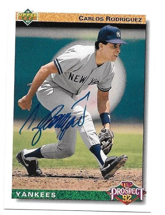 Carlos Rodriguez Signed 1992 Upper Deck Baseball Card - New York Yankees