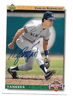 Carlos Rodriguez Signed 1992 Upper Deck Baseball Card - New York Yankees