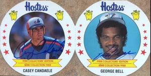 Casey Candaele & George Bell Dual Signed 1988 Hostess Baseball Card - Montreal Expos / Toronto Blue Jays - PastPros