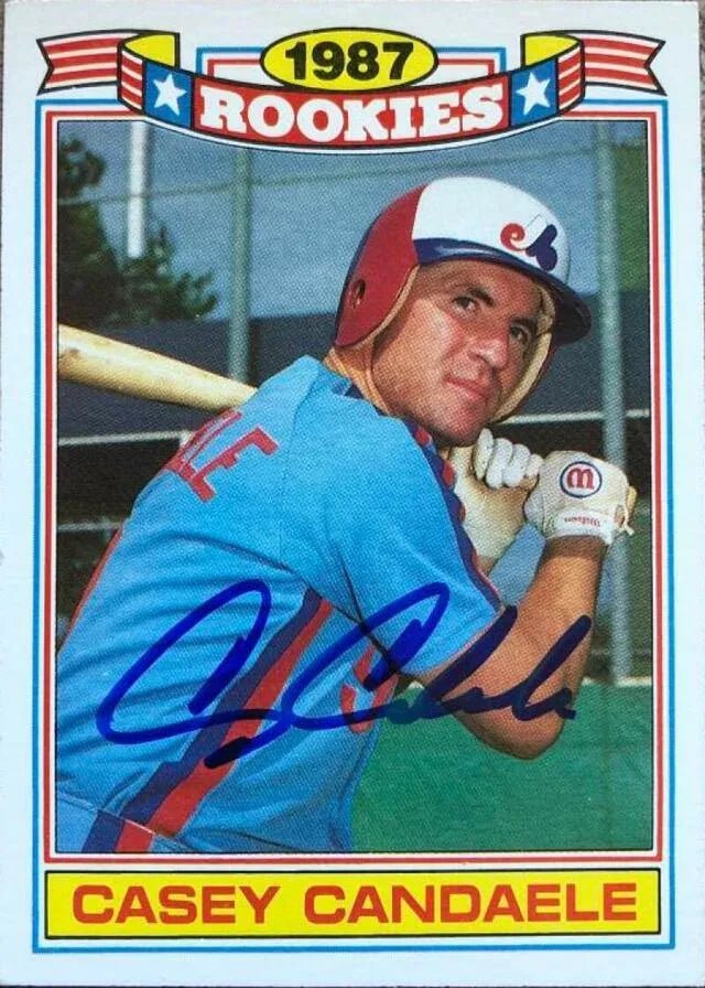 Casey Candaele Signed 1988 Topps Glossy Rookies Baseball Card - Montreal Expos