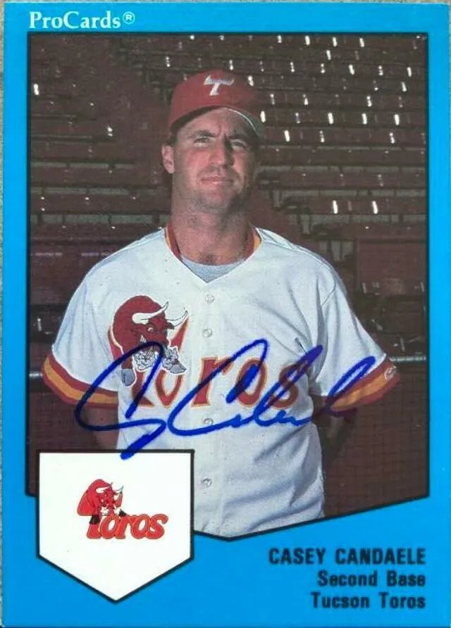 Casey Candaele Signed 1989 Pro Cards Baseball Card - Tucson Toros