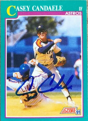 Casey Candaele Signed 1991 Score Baseball Card - Houston Astros