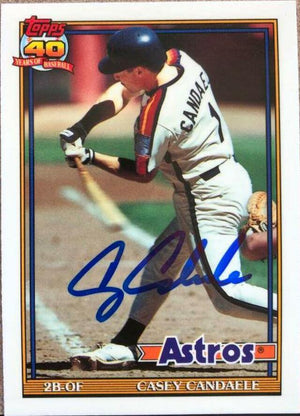 Casey Candaele Signed 1991 Topps Tiffany Baseball Card - Houston Astros - PastPros