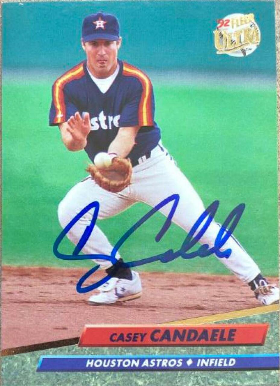 Casey Candaele Signed 1992 Fleer Ultra Baseball Card - Houston Astros - PastPros