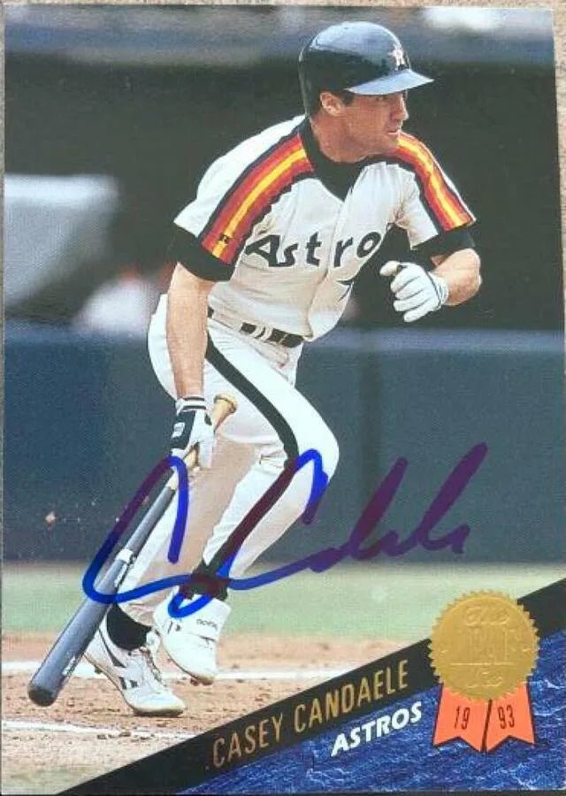 Casey Candaele Signed 1993 Leaf Baseball Card - Houston Astros