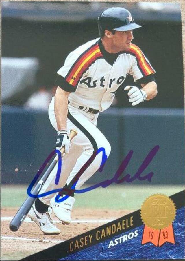 Casey Candaele Signed 1993 Leaf Baseball Card - Houston Astros - PastPros