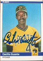 Cecilio Guante Signed 1984 Fleer Baseball Card - Pittsburgh Pirates