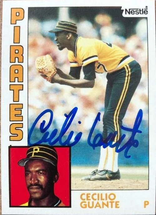 Cecilio Guante Signed 1984 Nestle Baseball Card - Pittsburgh Pirates