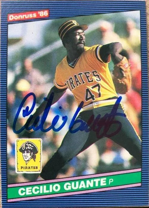 Cecilio Guante Signed 1986 Donruss Baseball Card - Pittsburgh Pirates
