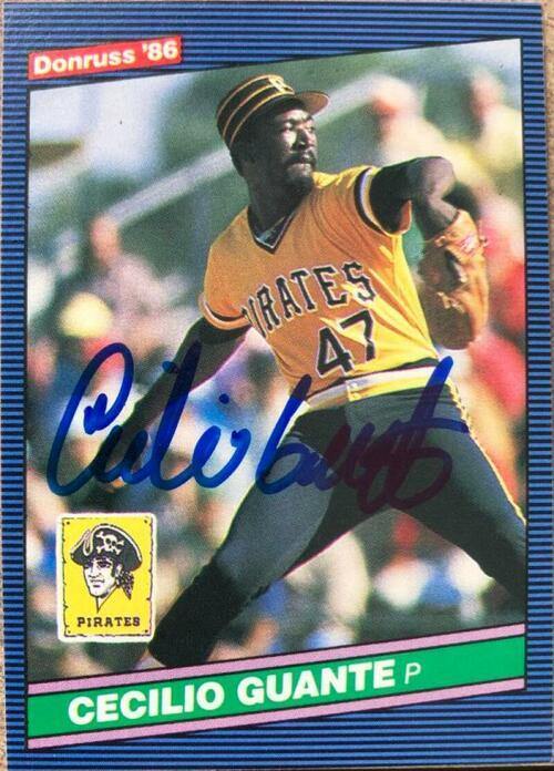 Cecilio Guante Signed 1986 Donruss Baseball Card - Pittsburgh Pirates - PastPros