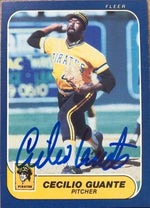 Cecilio Guante Signed 1986 Fleer Baseball Card - Pittsburgh Pirates