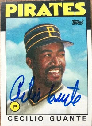 Cecilio Guante Signed 1986 Topps Baseball Card - Pittsburgh Pirates
