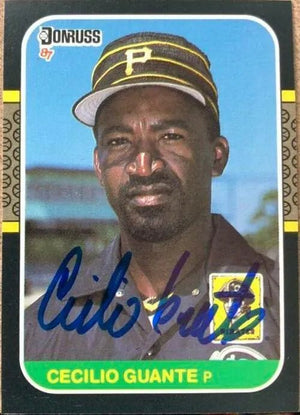 Cecilio Guante Signed 1987 Donruss Baseball Card - Pittsburgh Pirates