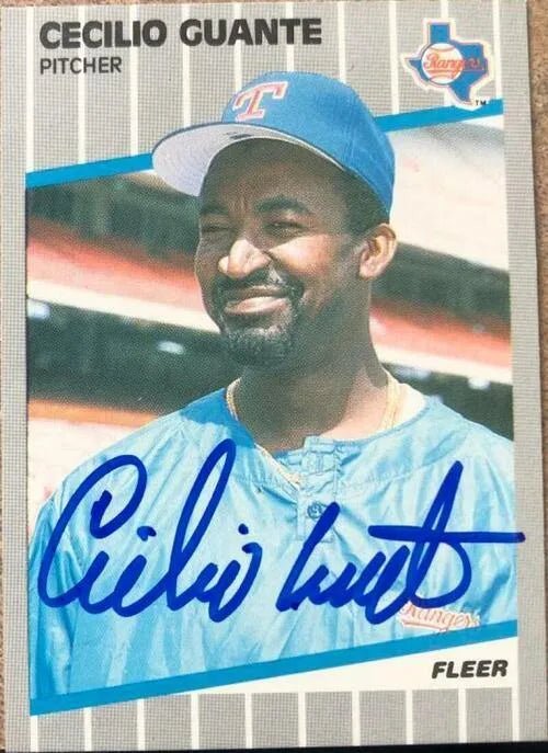 Cecilio Guante Signed 1989 Fleer Baseball Card - Texas Rangers