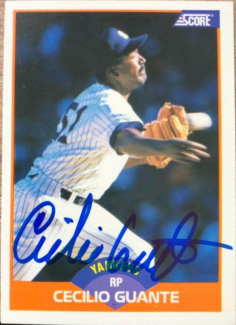 Cecilio Guante Signed 1989 Score Baseball Card - New York Yankees - PastPros