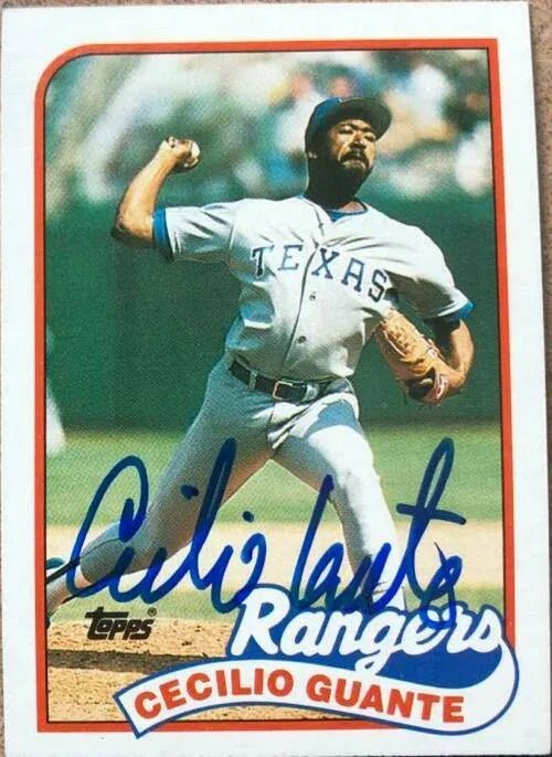 Cecilio Guante Signed 1989 Topps Baseball Card - Texas Rangers