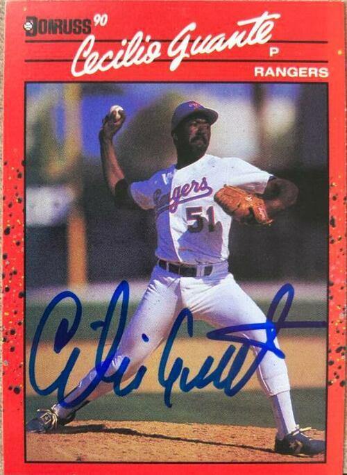 Cecilio Guante Signed 1990 Donruss Baseball Card - Texas Rangers - PastPros