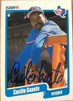 Cecilio Guante Signed 1990 Fleer Baseball Card - Texas Rangers - PastPros