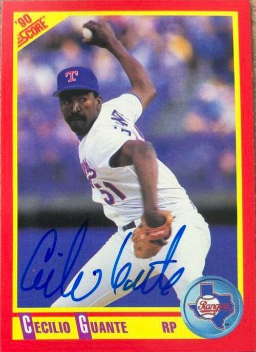 Cecilio Guante Signed 1990 Score Baseball Card - Texas Rangers - PastPros