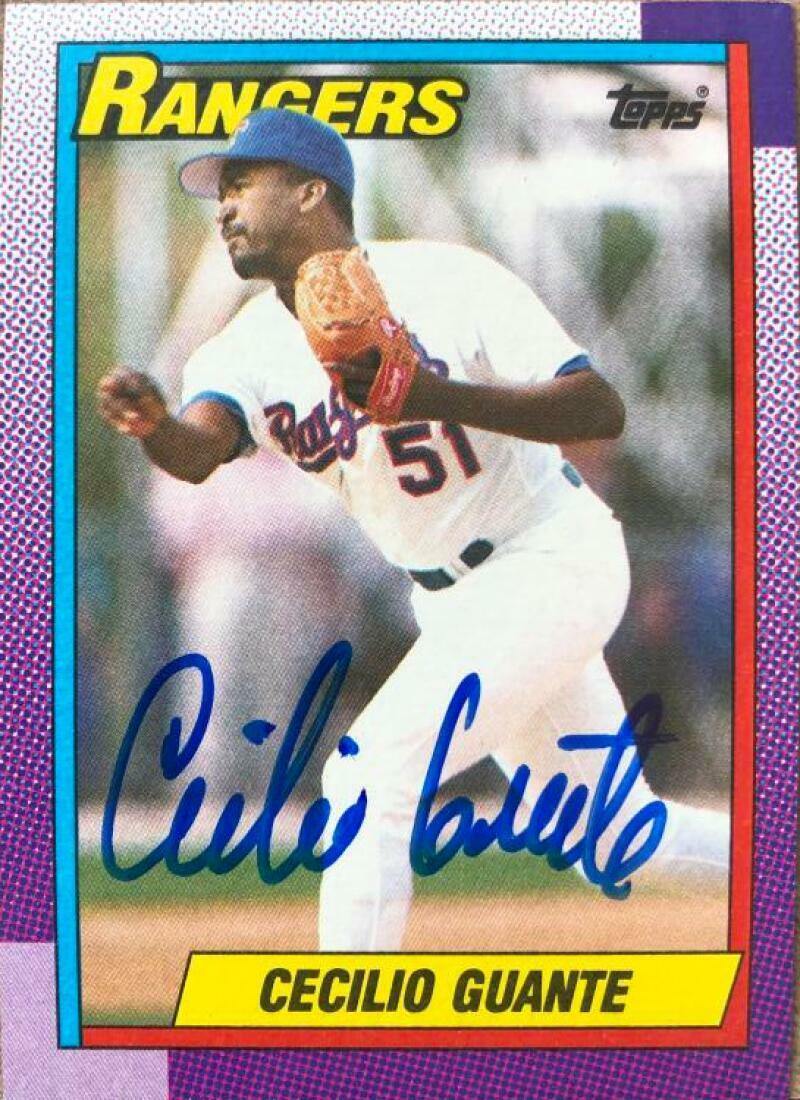Cecilio Guante Signed 1990 Topps Baseball Card - Texas Rangers - PastPros