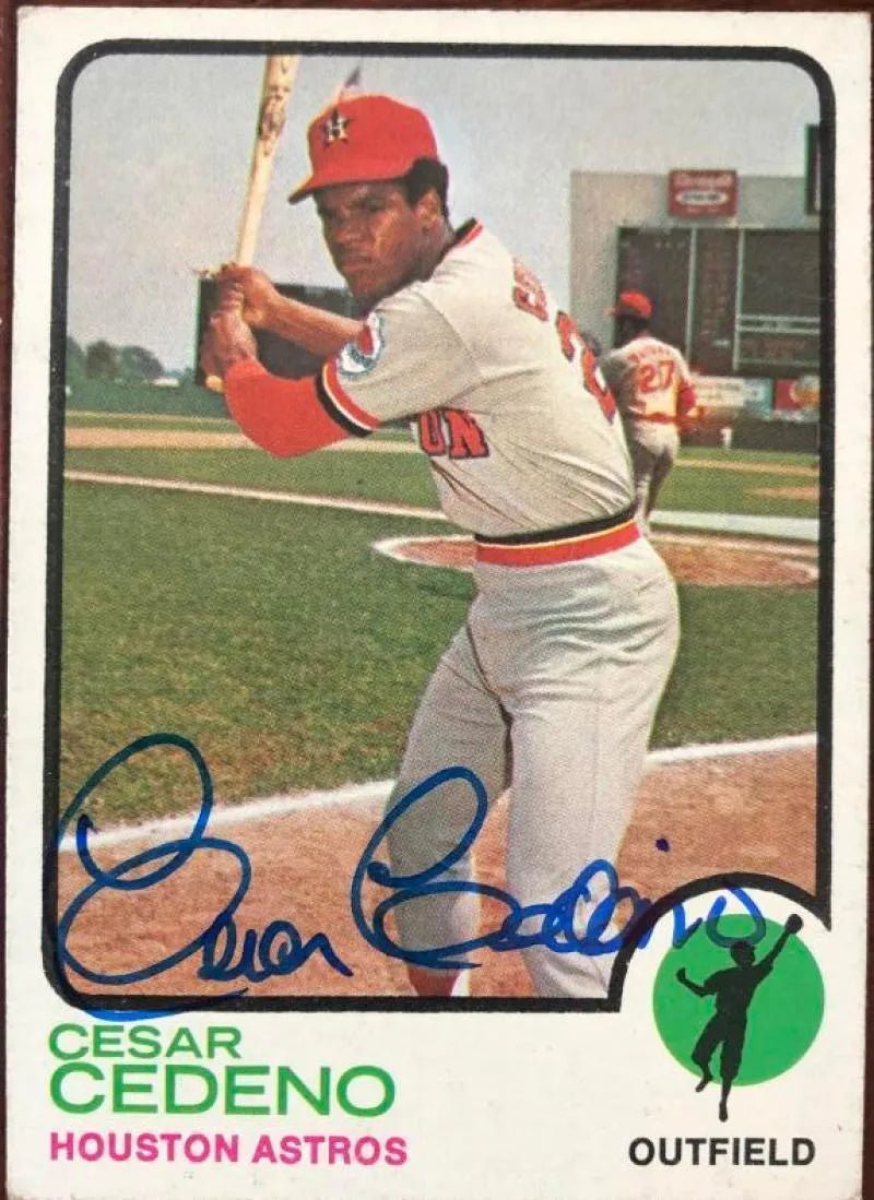 Cesar Cedeno Signed 1973 Topps Baseball Card - Houston Astros