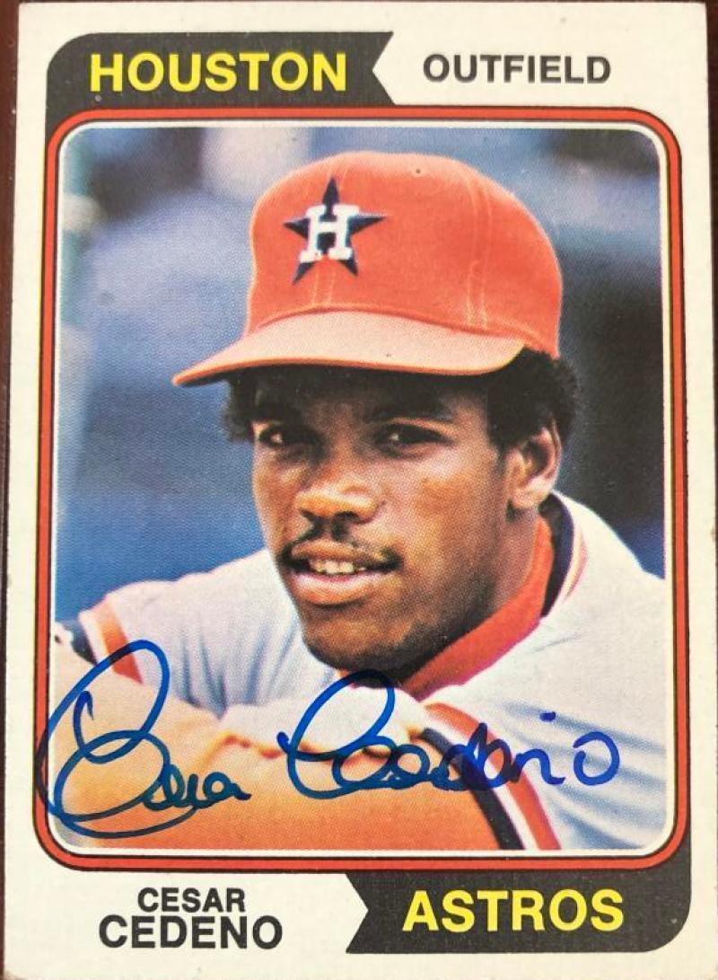 Cesar Cedeno Signed 1974 Topps Baseball Card - Houston Astros - PastPros