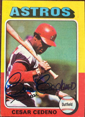 Cesar Cedeno Signed 1975 Topps Baseball Card - Houston Astros - PastPros