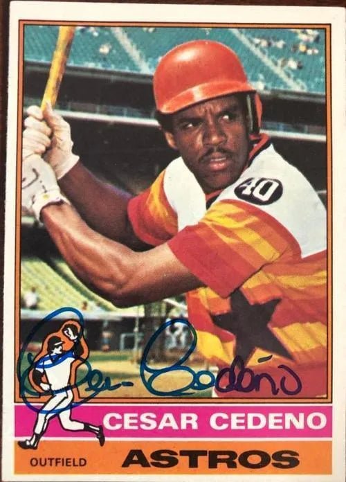 Cesar Cedeno Signed 1976 Topps Baseball Card - Houston Astros