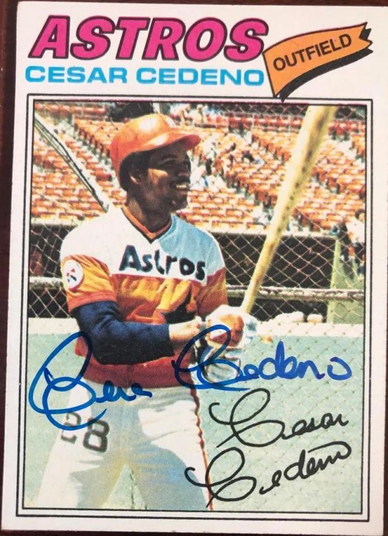Cesar Cedeno Signed 1977 Topps Baseball Card - Houston Astros