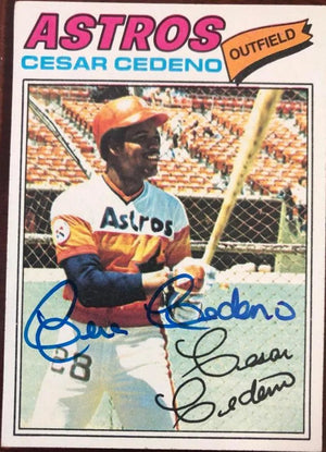 Cesar Cedeno Signed 1977 Topps Baseball Card - Houston Astros