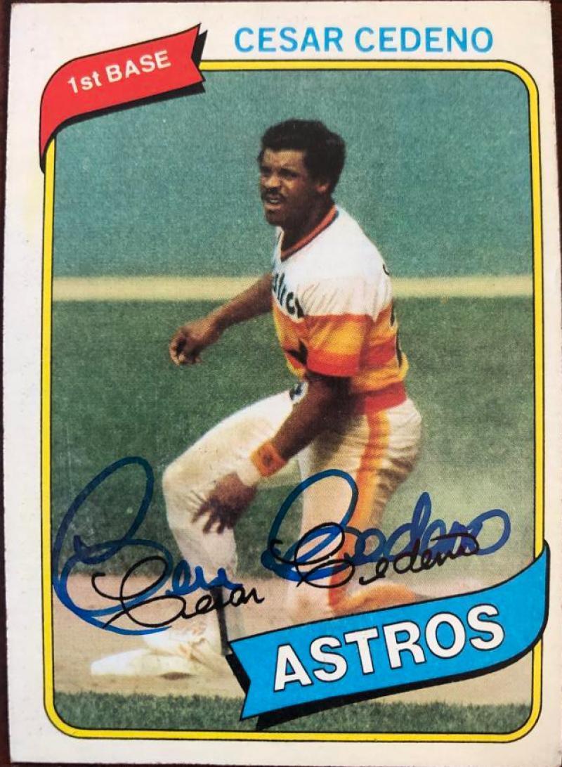 Cesar Cedeno Signed 1980 Topps Baseball Card - Houston Astros - PastPros