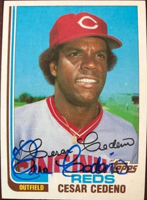 Cesar Cedeno Signed 1982 Topps Traded Baseball Card - Cincinnati Reds
