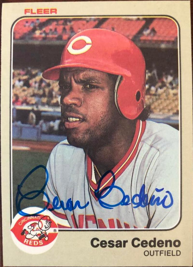 Cesar Cedeno Signed 1983 Fleer Baseball Card - Cincinnati Reds - PastPros