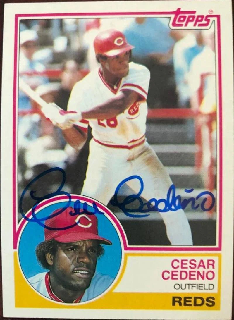 Cesar Cedeno Signed 1983 Topps Baseball Card - Cincinnati Reds