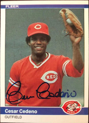 Cesar Cedeno Signed 1984 Fleer Baseball Card - Cincinnati Reds